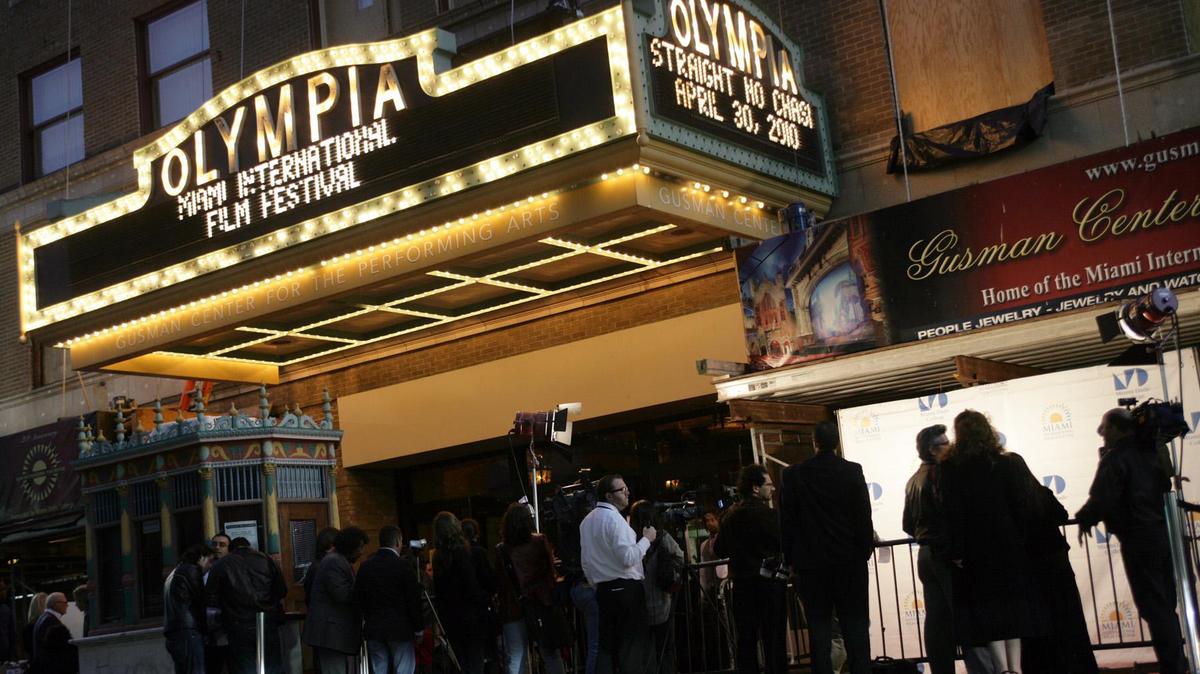 Media and filmgoers gather outside the historic Gusman Theater in this March 2010 file photo at opening night of the 27th Miami International Film Festival, presented by Miami Dade College.