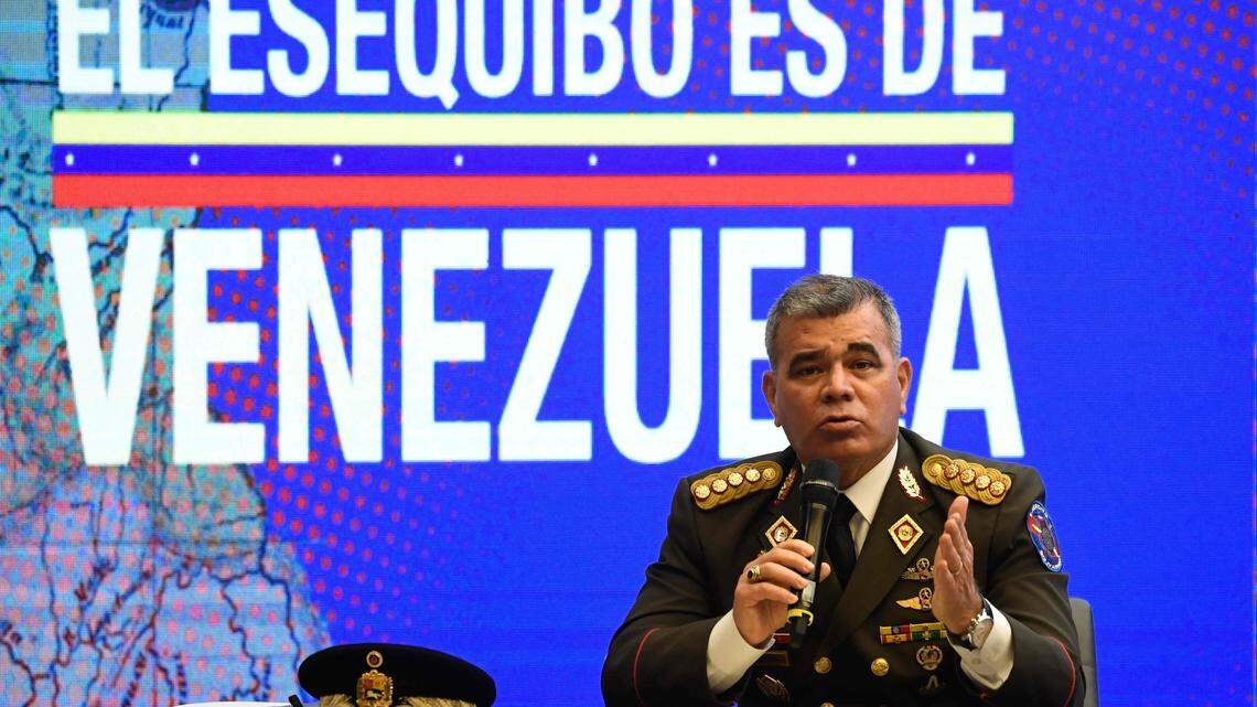 Venezuelan Defense Minister Padrino Lopez speaks during a press conference at Miraflores Presidential Palace in Caracas on January 11, 2021.