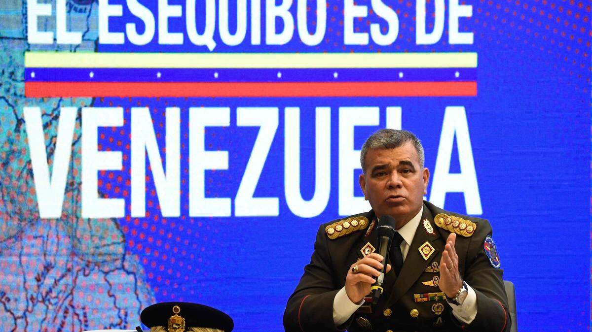 Venezuelan Defense Minister Padrino Lopez speaks during a press conference at Miraflores Presidential Palace in Caracas on January 11, 2021.