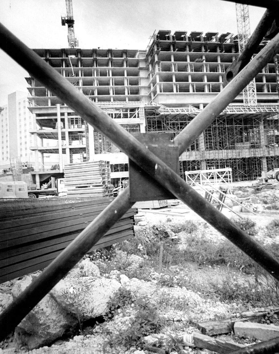 Hyatt Regency under construction in the 1970s.
