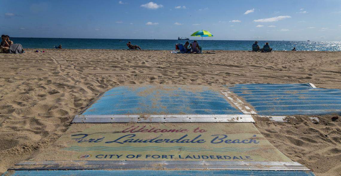 View of a sign welcoming beach goers as a press conference held by city officials was talking place to talk about the city plans ahead of the spring break 2026, on Friday February 20, 2026.