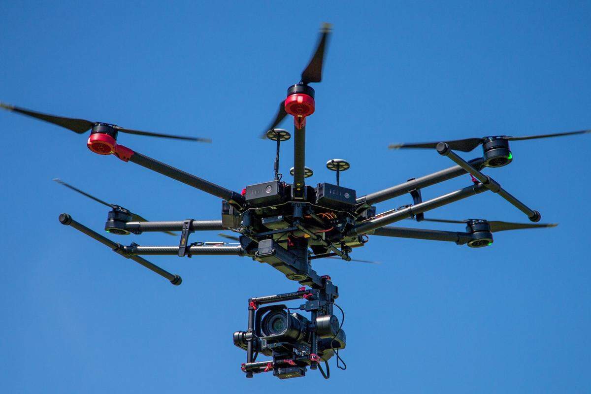 Dronenerds, a company that provides aerial photography and flight training services for drone operators, goes over a demonstration flight using a DJI Matrice 600 over Miami Palmetto Middle School during Drone Fest on June 2, 2018.