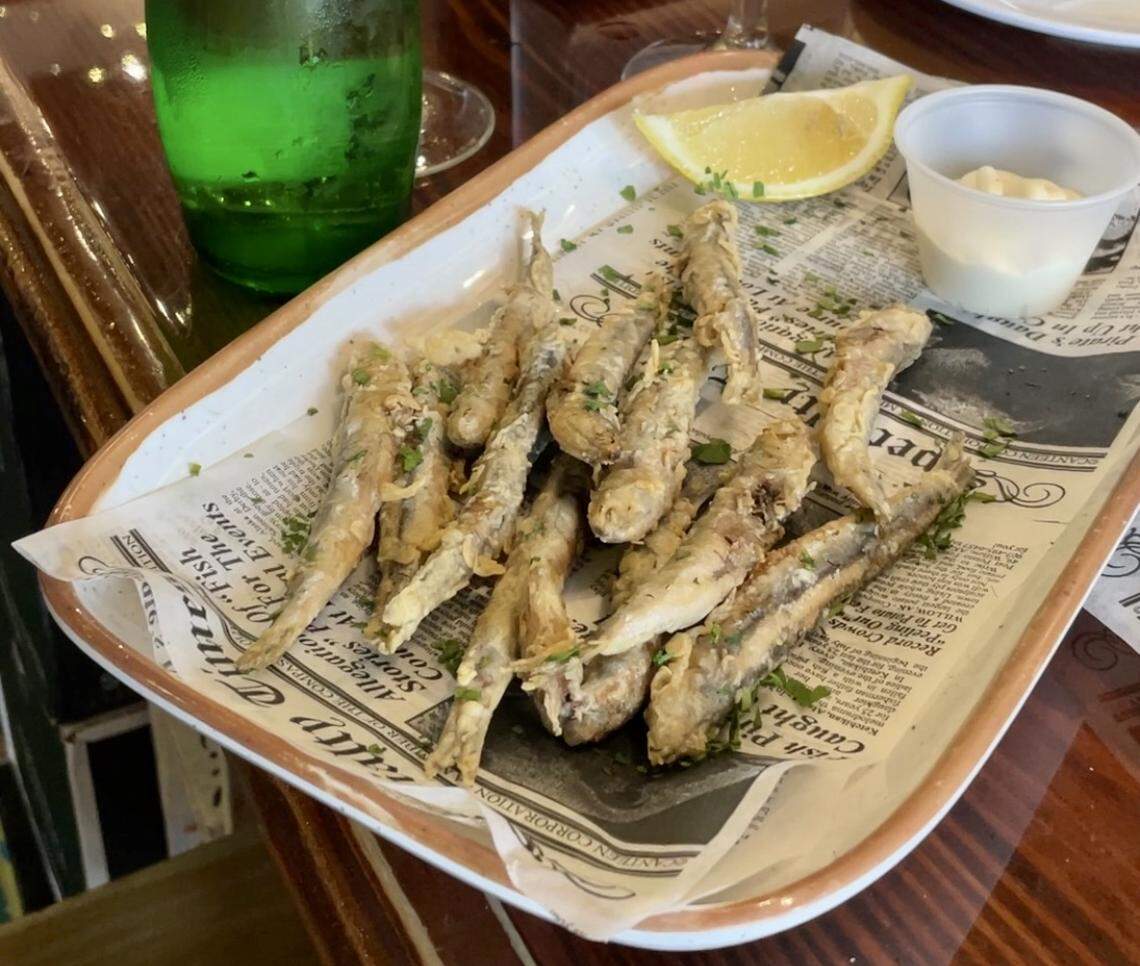 Boquerones are fried anchovies at Happy Wine Calle Ocho.