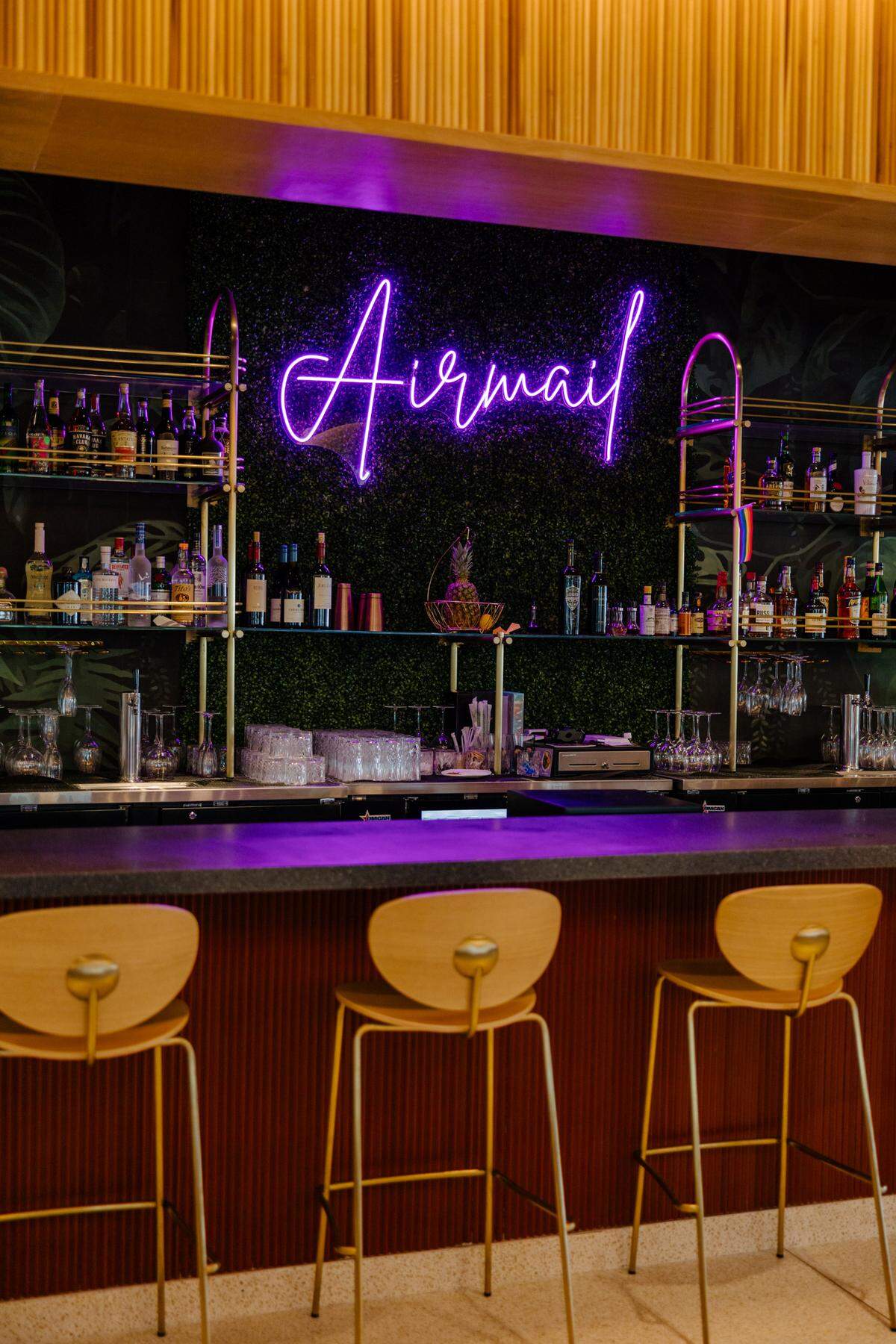 A bar at Alton Food Hall serves beer, wine and cocktails.