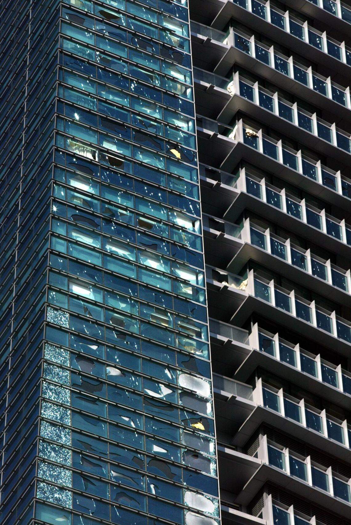 The damaged Espirito Santo bank building on Brickell in Miami.