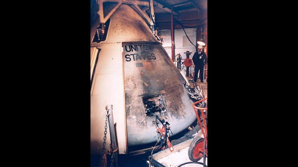 A fire in the Apollo 1 command capsule during a countdown test Jan. 27, 1967, killed three astronauts.