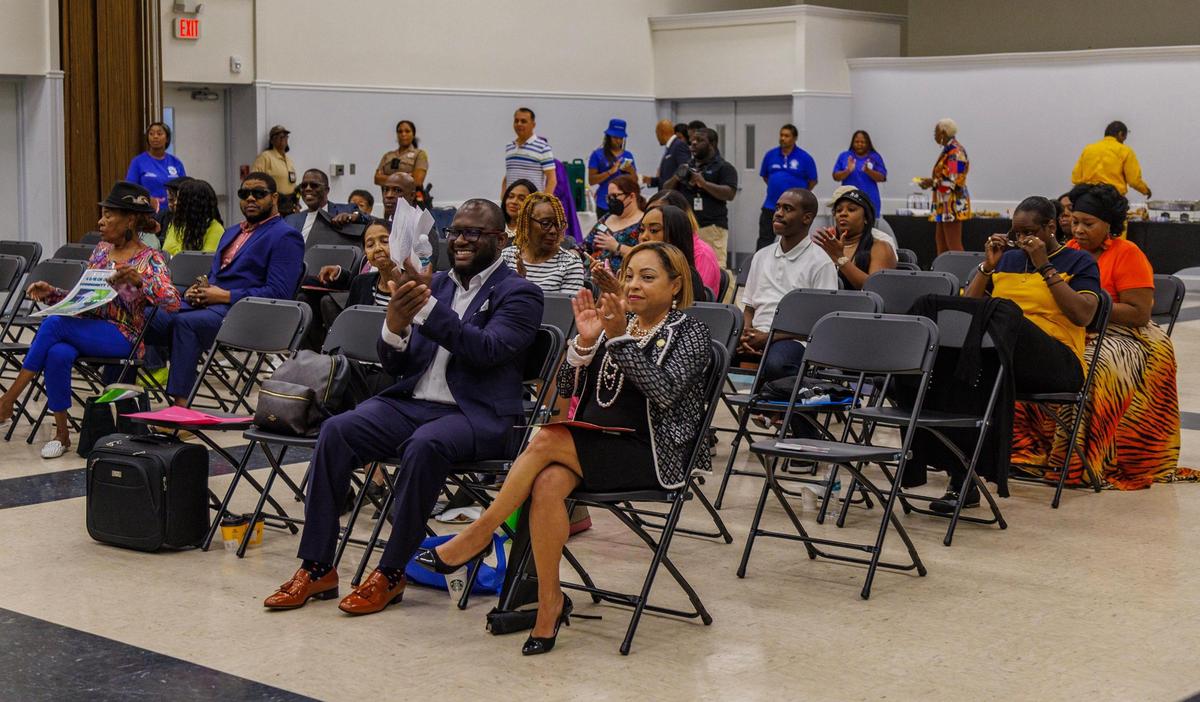 Attendees applaud panelists during “The State of Black Miami” event at the Joseph Caleb Center. The State of Black Miami,” is celebrated with the purpose of identify and address critical, ongoing issues impacting the black communities in Miami today. on Saturday, September 30, 2023.