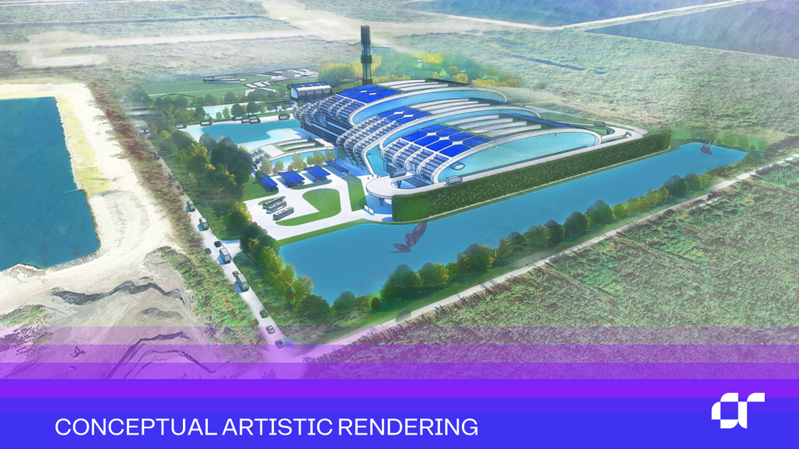 A rendering by Miami-Dade consultant AtkinsRealis shows what a new incinerator could look like once the county gives the go-ahead to build it. First, Miami-Dade needs to pick a site.