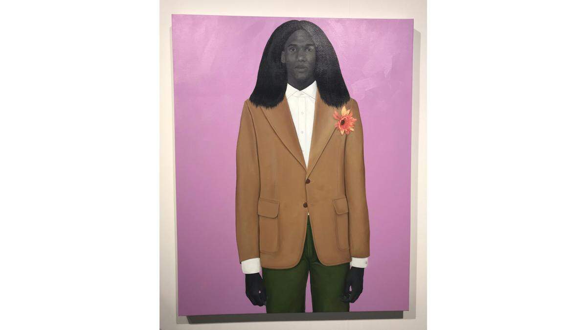 Amy Sherald’s “When I let go of what I am, I become what I might be” is at Hauser & Wirth at Art Basel Miami Beach.