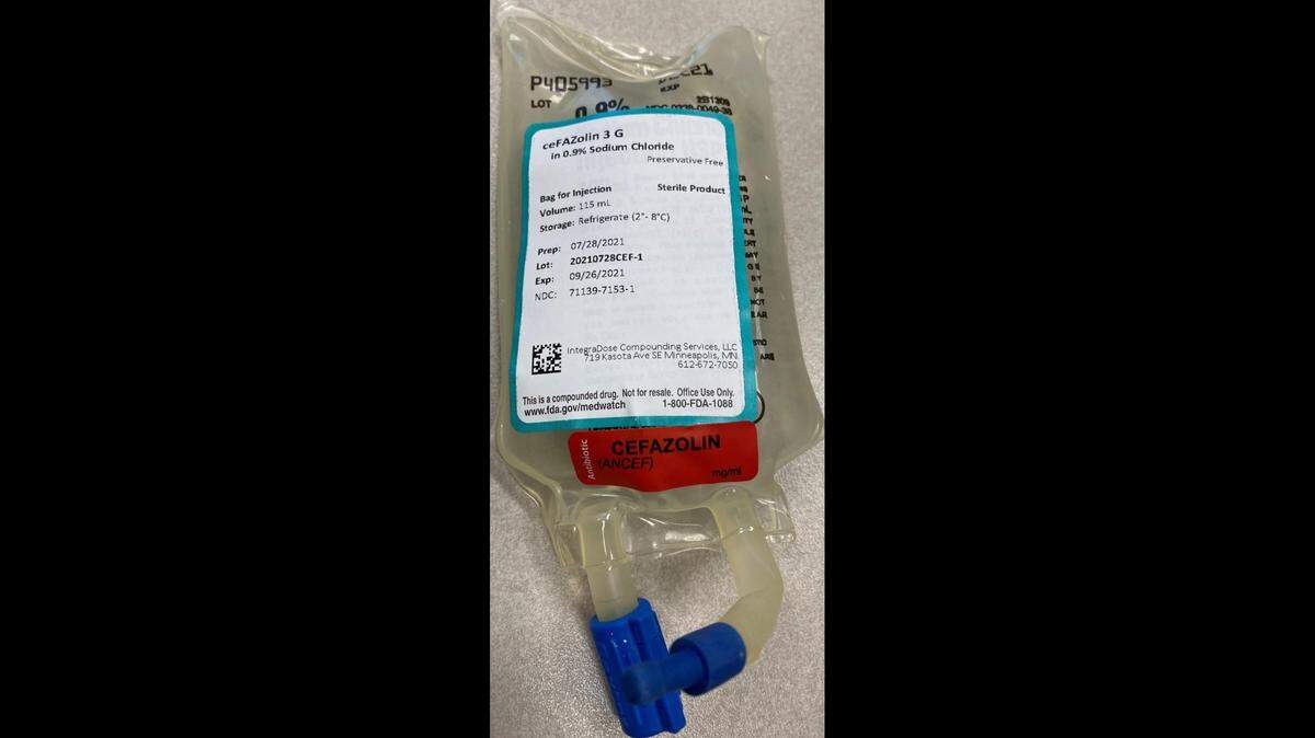 Bag of Cefazolin antibiotic