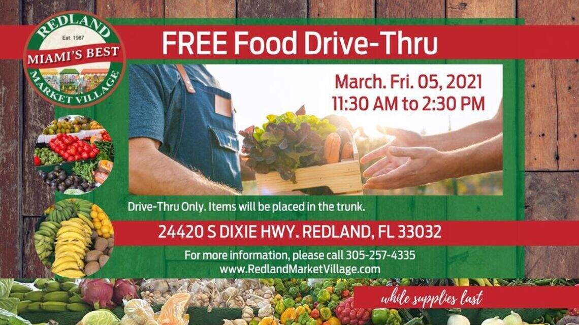 Redland Market Village will be hosting a free food drive-thru
