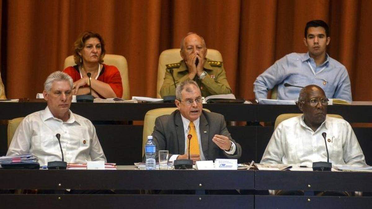 In 2018, Cuban lawmakers approved the Cabinet named by President Miguel Diaz-Canel, front left. 