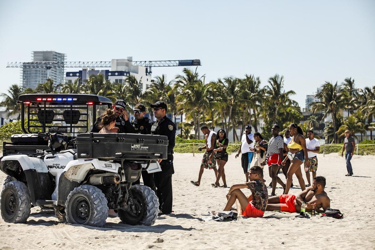 Police were out in full force in Miami Beach during spring break this year.