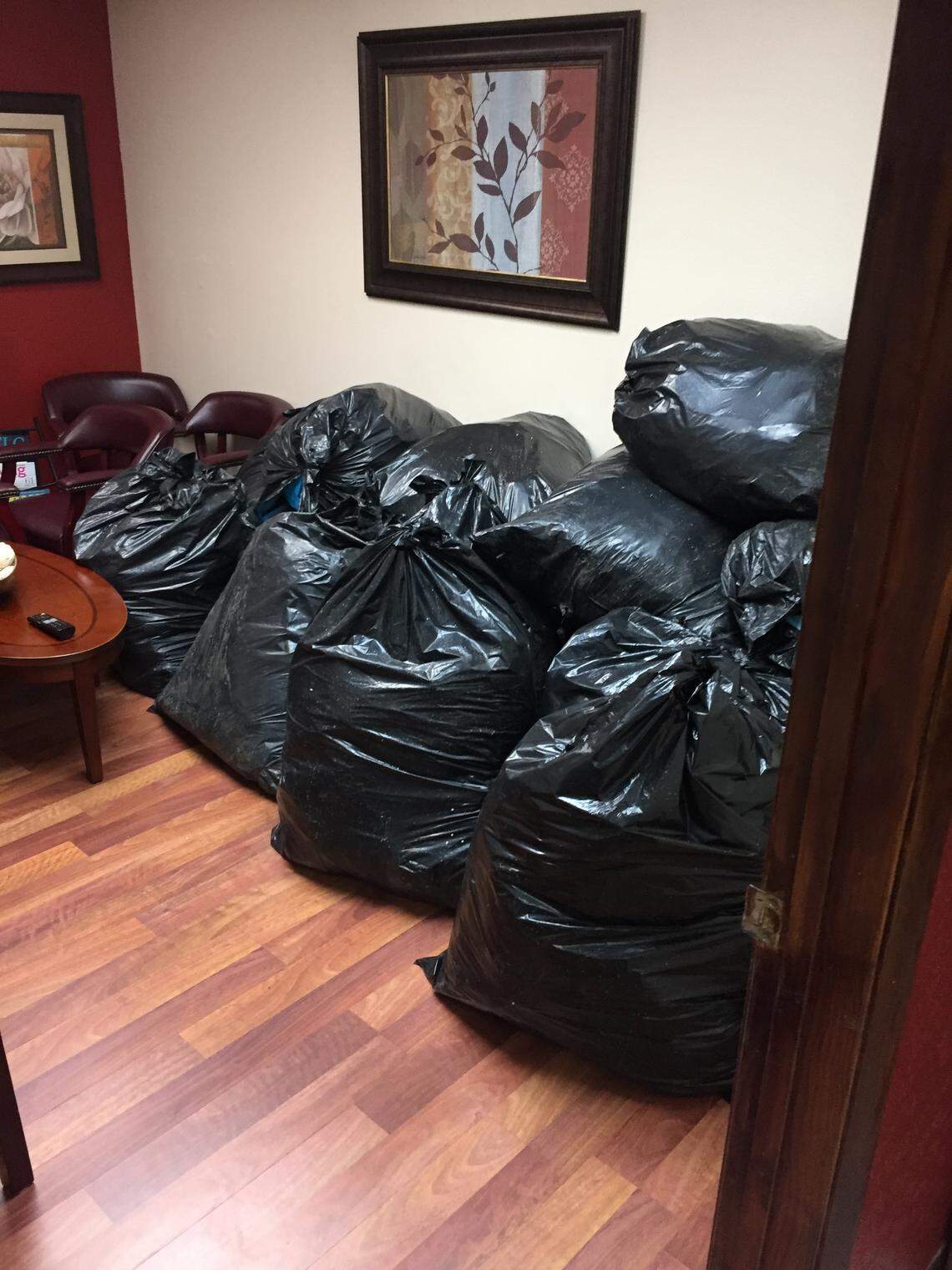 Thousands of fajas left in the office of Miami defense attorney Art Taquechel. The fajas were recovered by his client as part of an investigation into a faja heist in West Kendall in March 2018.