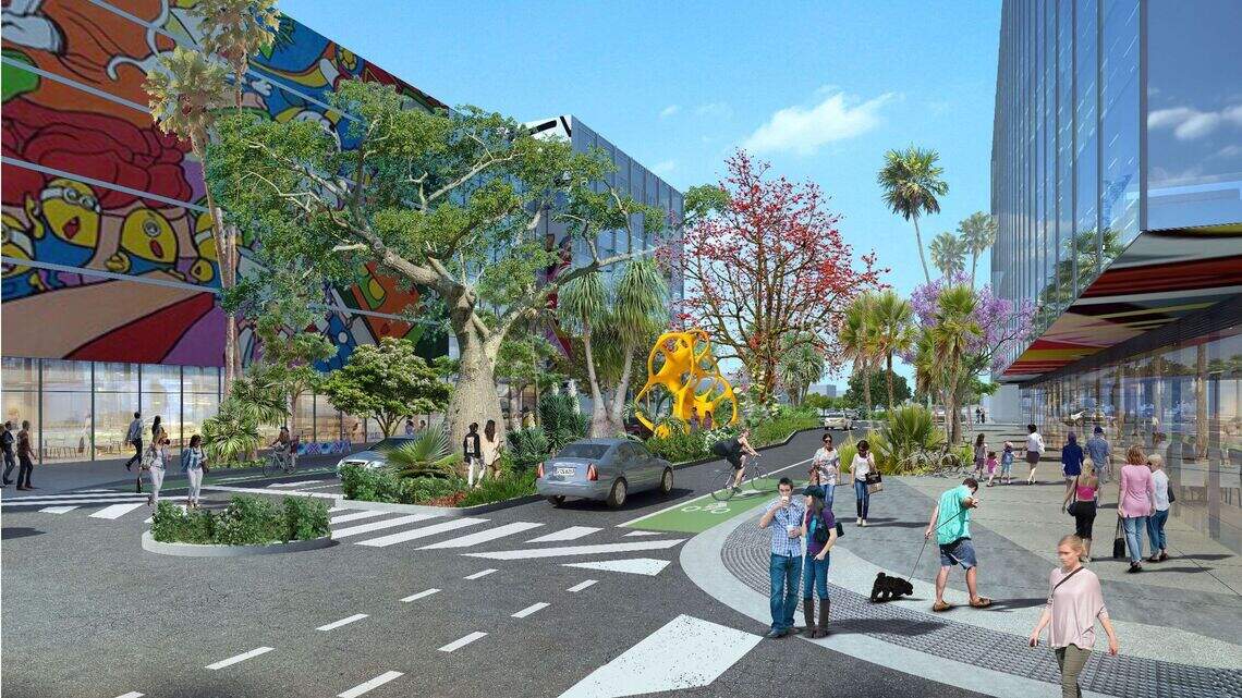 This plan for a greener Wynwood could mean broad new sidewalks, shade trees and plantings.
