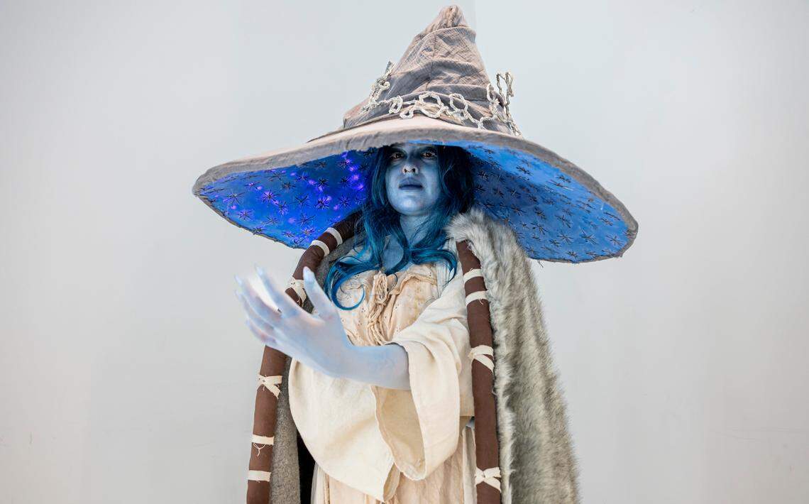 Sofia Insaurralde, 28, cosplays as Ranni the Witch from Elden Ring during Florida Supercon 2024 at the Miami Beach Convention Center on Saturday, July 13, 2024, in Miami Beach, Fla.