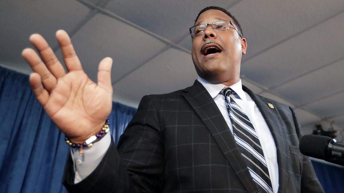 Sean Shaw, Florida Democratic candidate for attorney general speaks at a Democratic Party rally Friday, Aug. 31, 2018, in Orlando. Shaw met with reporters in Sunny Isles Beach on Thursday and said that if he’s elected he’ll investigate President Donld Trump’s businesses in Florida.