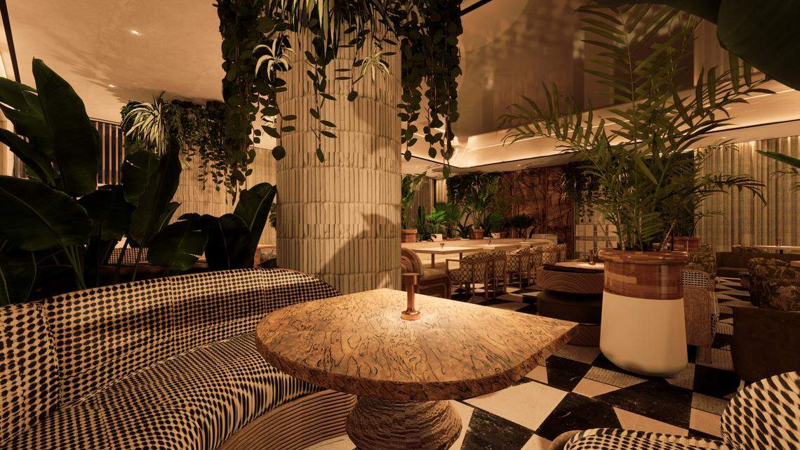 The interior of Eight Bar, coming soon to Miami Worldcenter on the first floor of Maple & Ash.