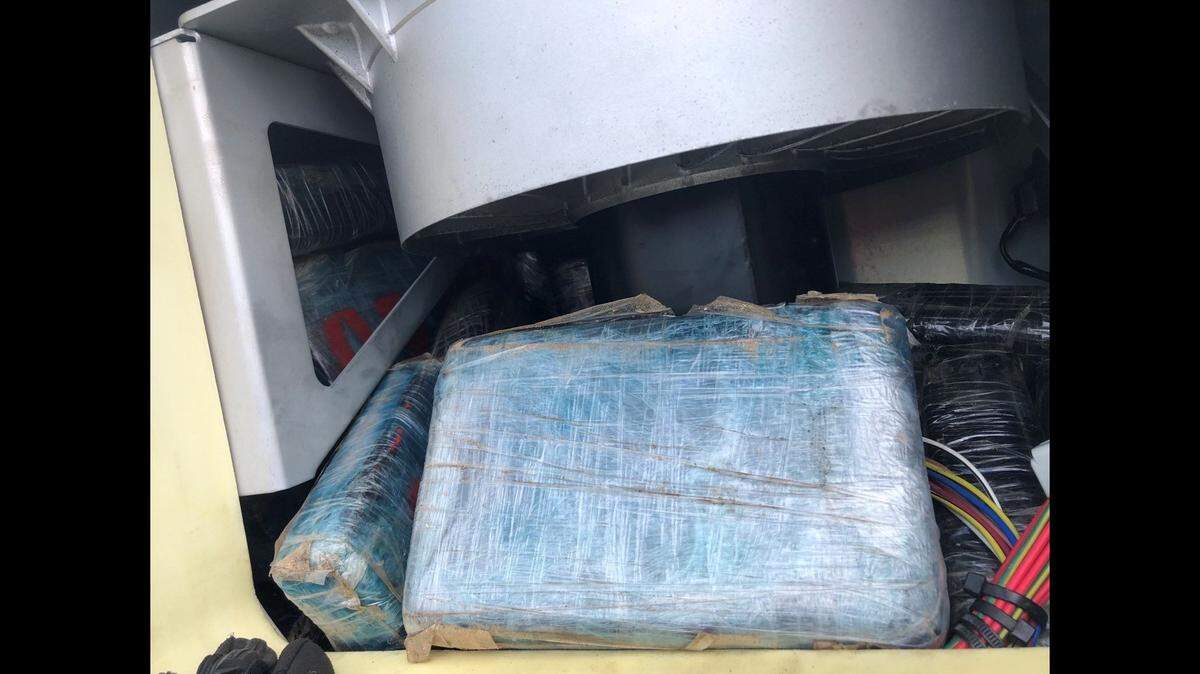 Some of what U.S. Customs claims was 135 pounds of cocaine seized in San Juan Tuesday.