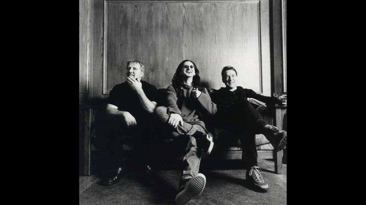 A 2002 file photo of Canadian rock trio Rush. Left to right: Alex Lifeson, Geddy Lee and Neil Peart.