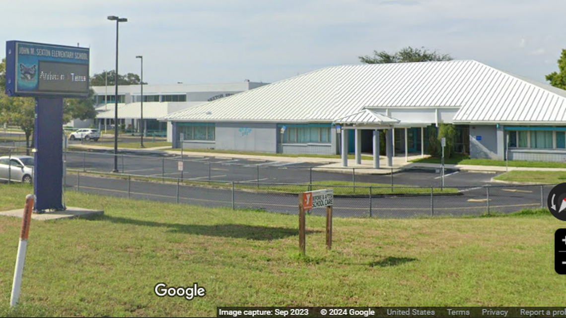 A man waiting to pick up his child from a Florida elementary school had been stabbed multiple times in a road rage attack, police say.