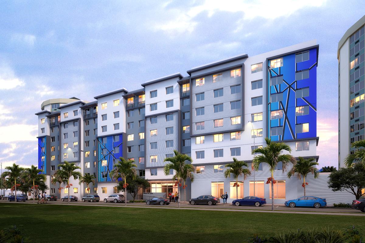 Architectural rendering of Brisas del Este, a new affordable housing building to be developed by The Related Urban Development Group inside an Opportunity Zone in Allapattah.