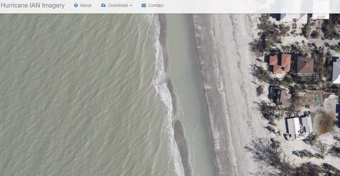 NOAA’s Hurricane Imagery on Oct. 1, 2022, reveals that Captiva’s The Mucky Duck on Andy Rosse Lane (the white building bottom right) appears to be standing. From the satellite it is not possible to determine interior damage.