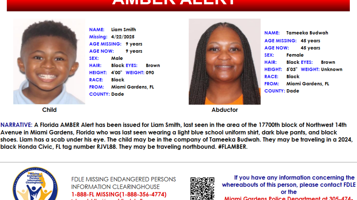 Amber Alert issued for missing 9-year-old from Miami Gardens. Have you seen him?