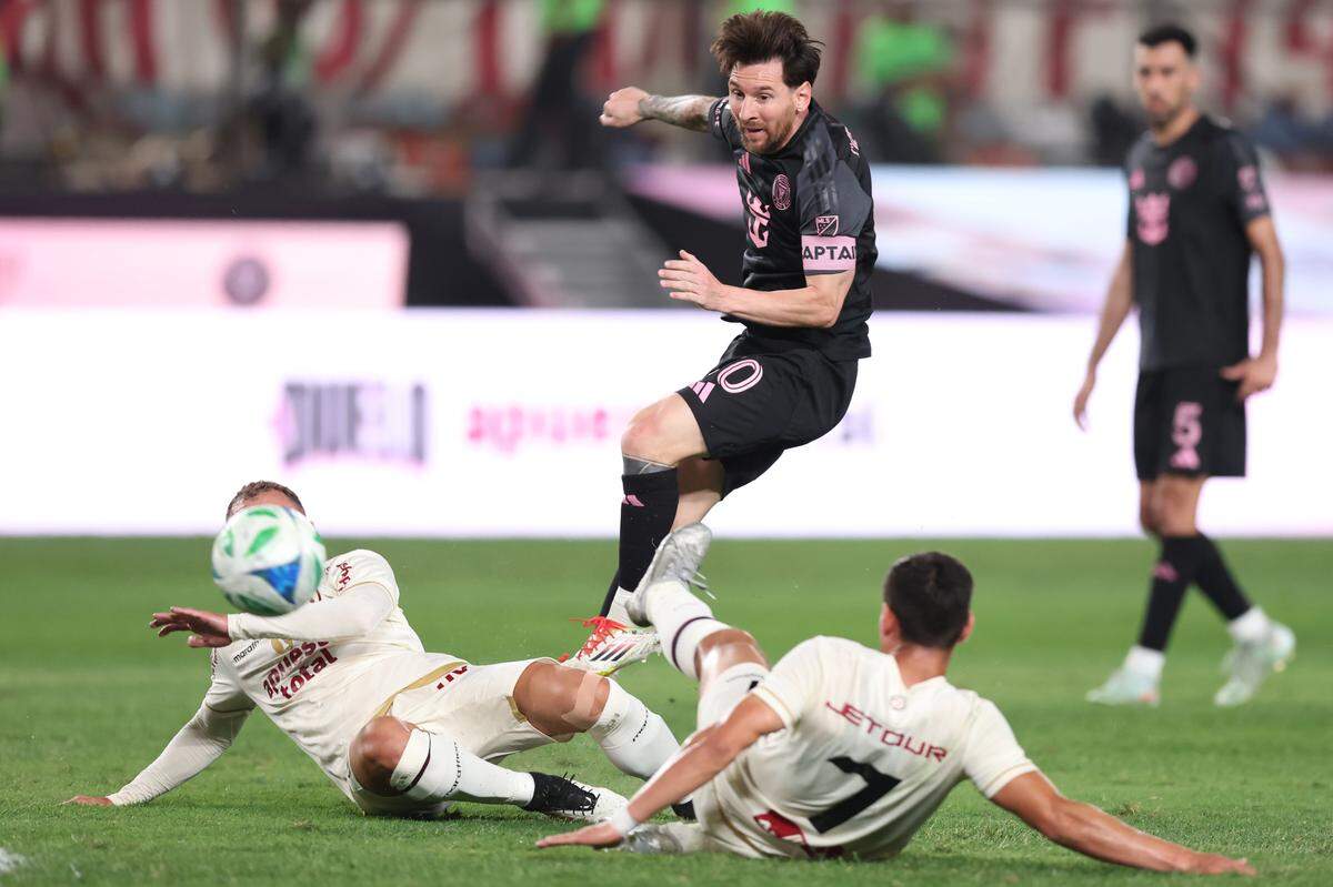 Lionel Messi of Inter Miami during the friendly match between Universitario de Deportes v Inter Miami, played at Monumental Stadium on January 29, 2024 in Lima, Peru. (Photo by Miguel Marruffo / PRESSINPHOTO)