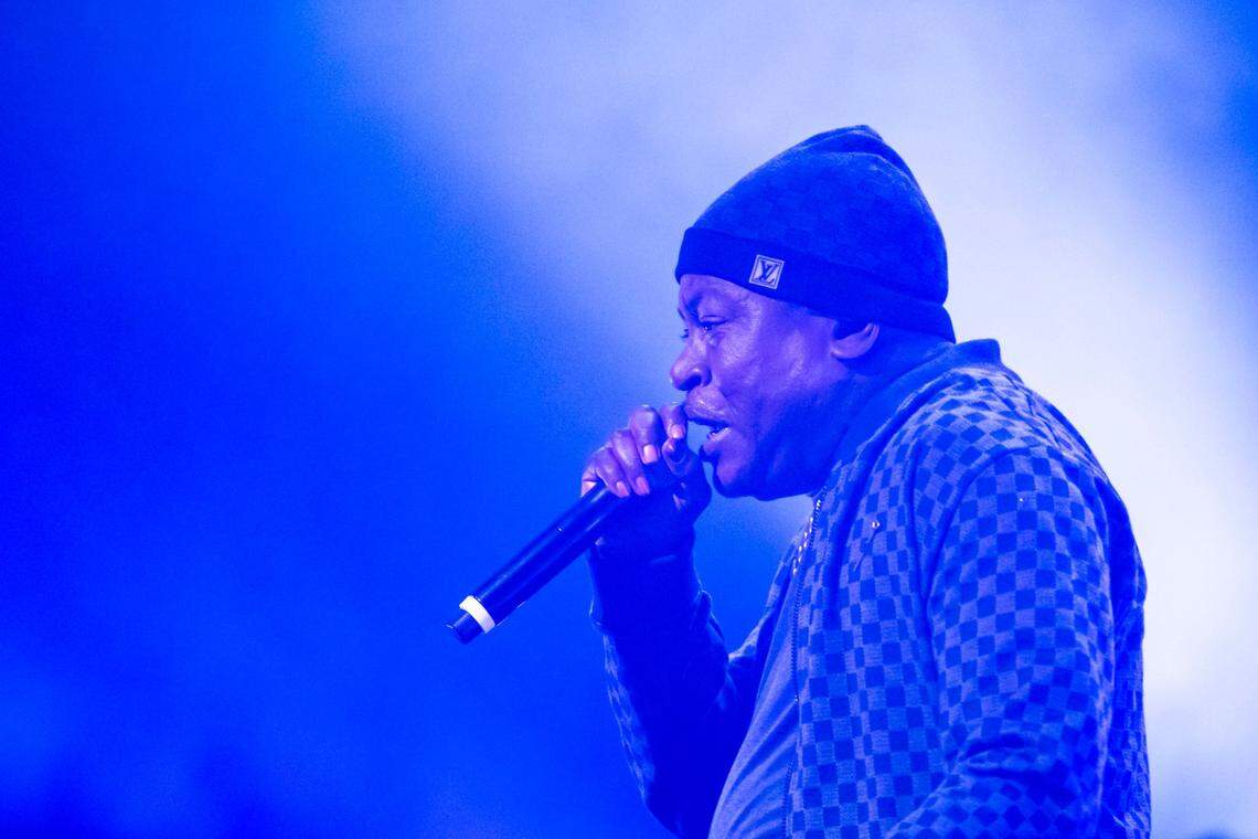 Trick Daddy performs at his 25th Anniversary Show at the James L. Knight Center in Miami, Florida, on Sunday, April 16, 2022.