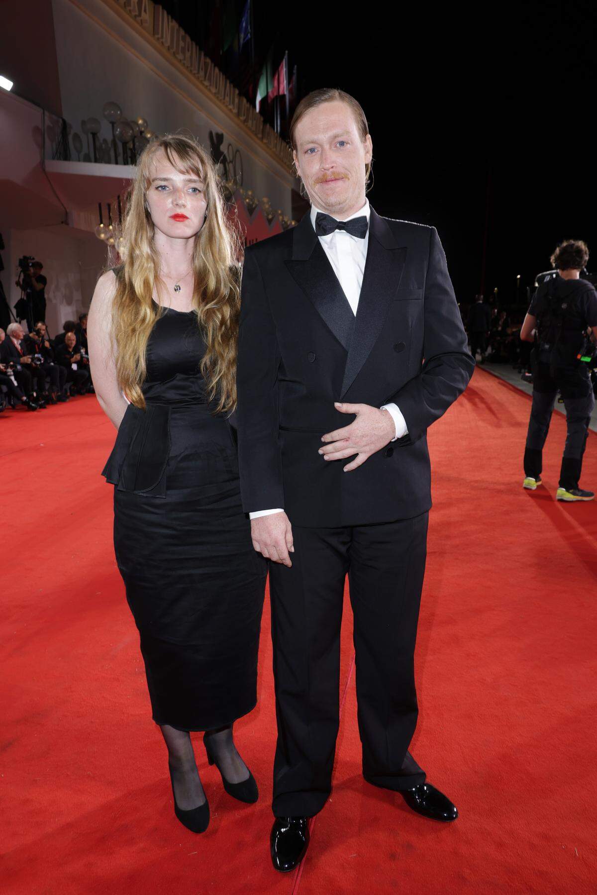 VENICE, ITALY - AUGUST 31: Katya Zvereva and Caleb Landry Jones attend a red carpet for the movie "Dogman" at the 80th Venice International Film Festival on August 31, 2023 in Venice, Italy. (Photo by Pascal Le Segretain/Getty Images)