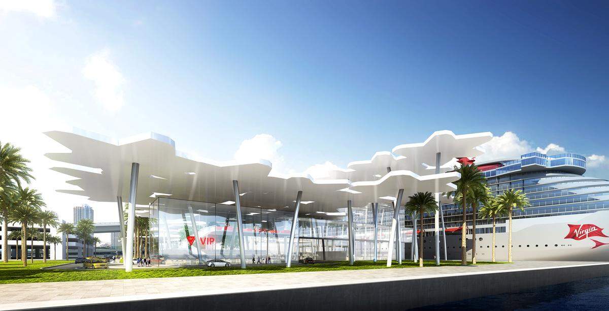 Rendering of Virgin Voyages terminal at PortMiami.