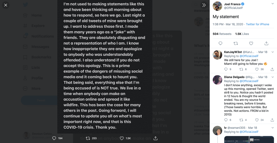 Joel Franco’s March Statement