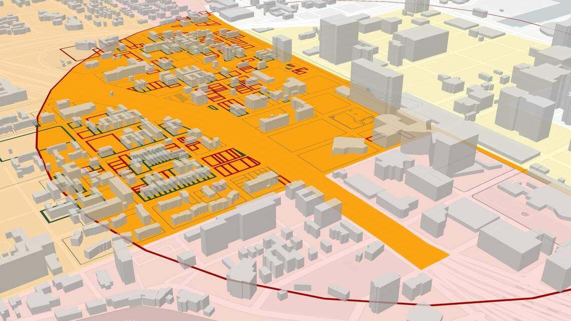 A grid design showing the possibilities for the protection and development of affordable housing near the Government Center transit hub in downtown Miami.