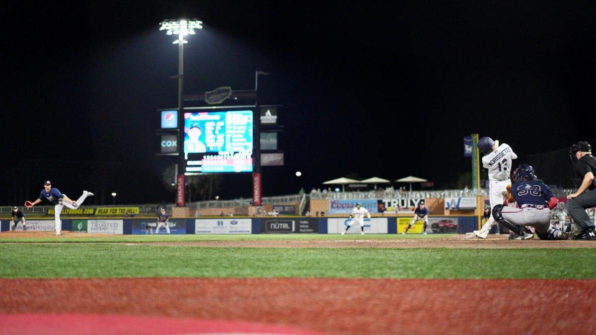 Miami Marlins infielder prospect Cody Morissette, playing for the Double A Pensacola Blue Wahoos.
