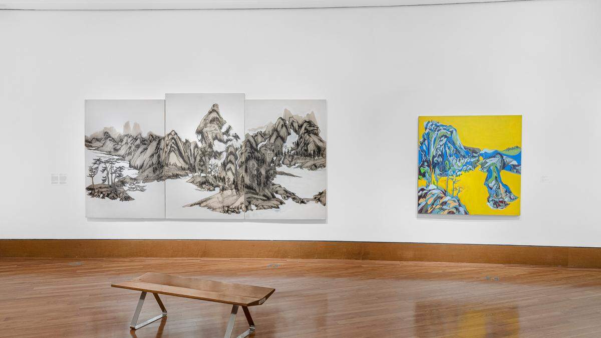 ““Huang con Chang” and “Paisaje Dorado” by Miguel Trelles.