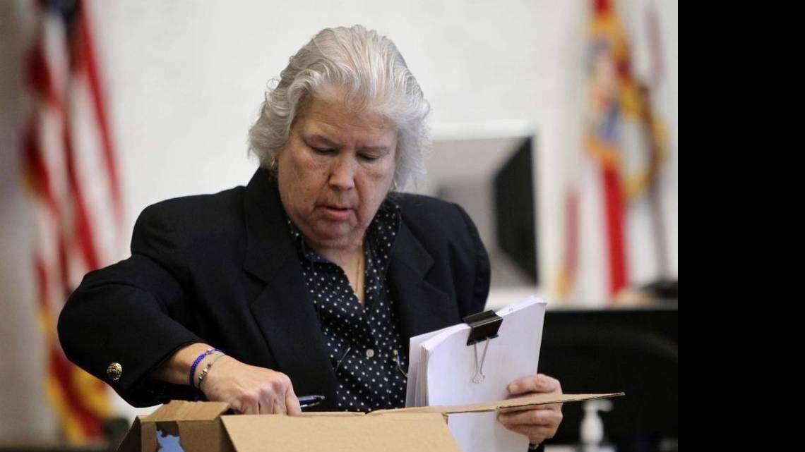 Former condo receiver Caridad Ortega at a hearing in front of Miami-Dade civil court judge José Rodríguez March 2.