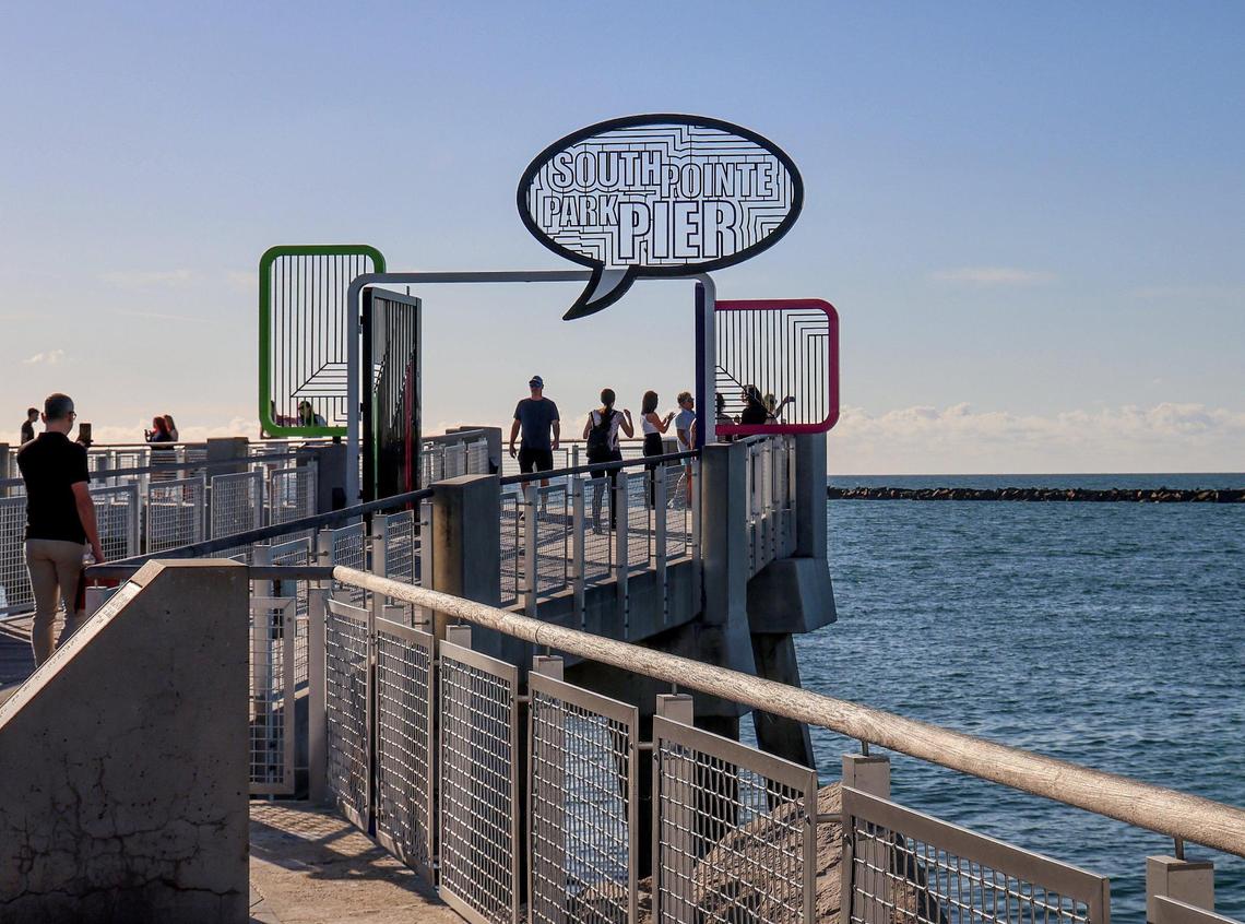 Miami Beach Vice Mayor Tanya Bhatt tours South Pointe Park Pier while city officials hosted a tour for Blue Zones experts, showcasing parks, schools, and recreational areas to assess the city’s strengths, weaknesses, opportunities, and challenges on Wednesday, February 5, 2025 in Miami Beach, Florida.