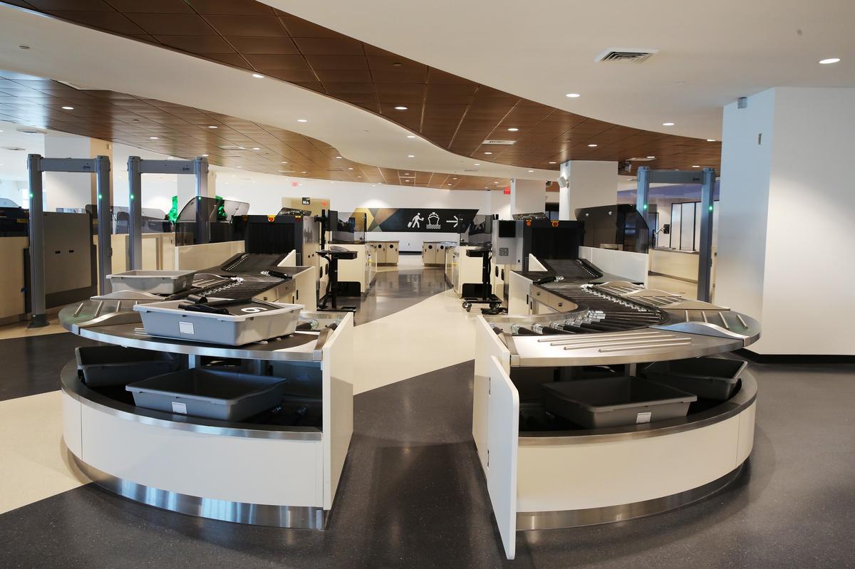 One of the new security checkpoints inside of the new Royal Caribbean terminal at Port Miami on Friday, Nov. 2, 2018. Royal Caribbean Cruises Ltd. in a partnership with Miami-Dade County Port Miami is opening the new cruise terminal for Royal Caribbean in Terminal A that will serve as homeport to several Royal Caribbean International ships, including two of the worldâ€™s largest cruise ships â€“ Allure of the Seas and Symphony of the Seas.