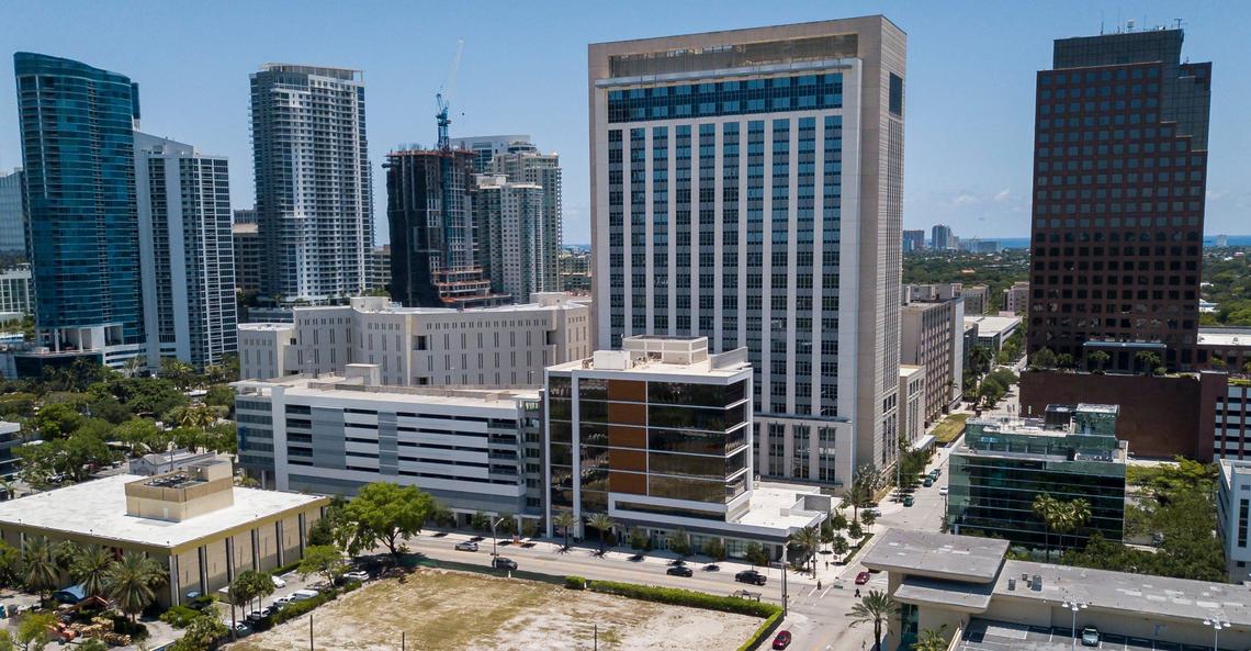 An aerial view of the Broward Sheriff’s Office and the Broward County Judicial Complex on Friday, May 24, 2024, in Fort Lauderdale, Fla.