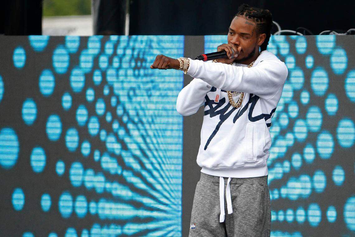 May 21, 2016; Baltimore, MD, USA; Recording artist Fetty Wap performs during the 141st the Preakness Stakes Day at Pimlico Race Course.