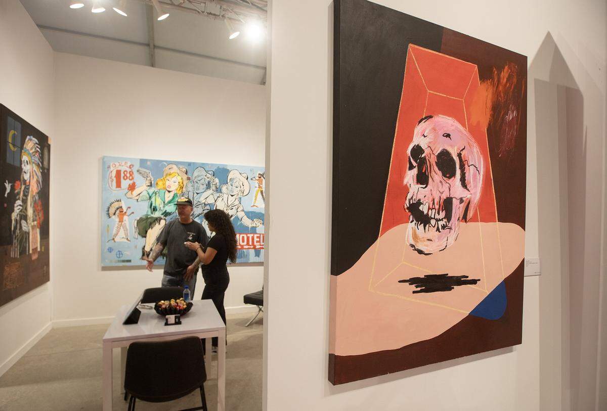 Terry Urban's art (R) "After Forever", 2025Acrylic, oil, pastel, and aerosol on canvas 48 × 36 in$9,000. Exhibited by West Chelsea Contemporary (WCC) at ART MIAMI in MIami on Tuesday December 2nd., 2025.