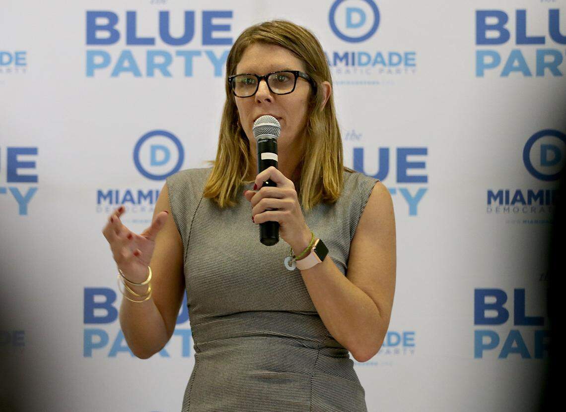 Candidate Kristen Rosen-Gonzalez speaks during a District 27 Congressional Democratic Primary Debate at St. Stephen's Episcopal Church in Coconut Grove on Thursday, July 19, 2018.