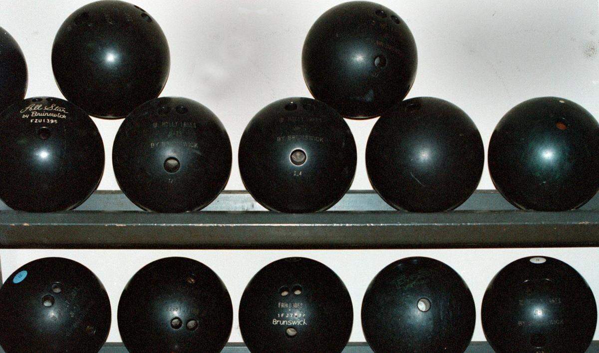The bowling balls at Holly Lakes in 1999.