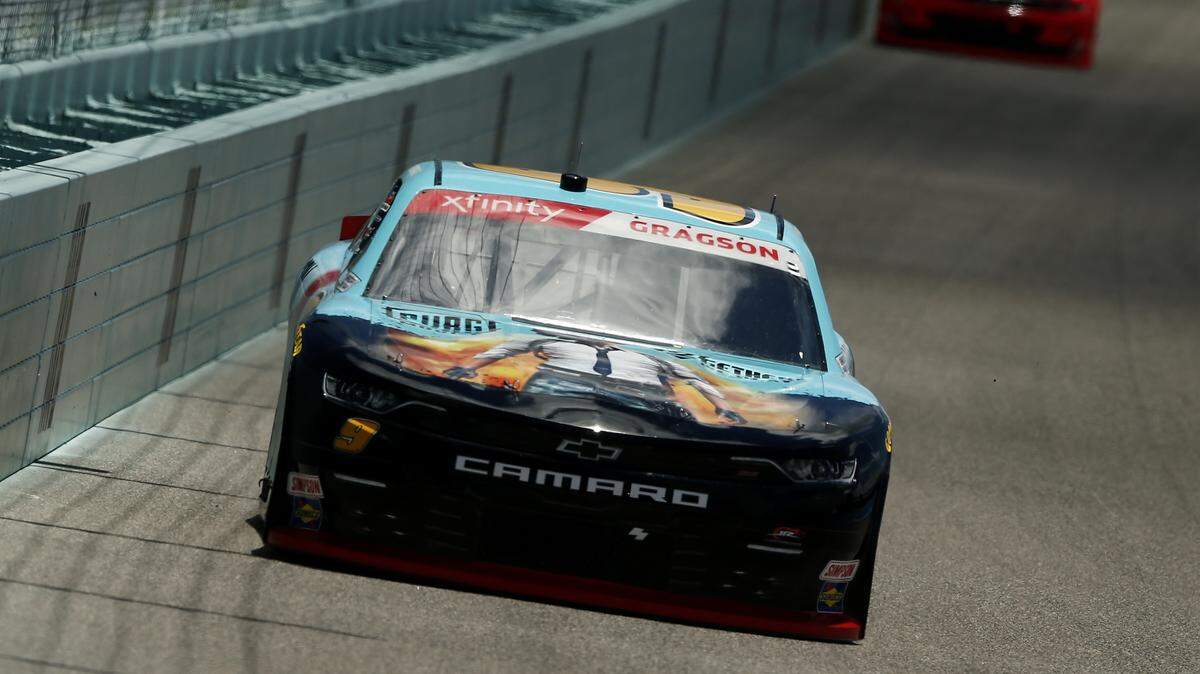 Noah Gragson, driver of the #9 PUBG MOBILE Chevrolet, drives during the NASCAR Xfinity Series Contender Boats 250 at Homestead-Miami Speedway on June 14, 2020 in Homestead, Florida.