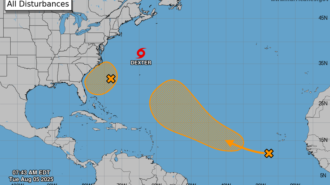 As Dexter heads out to sea, two other disturbances worth watching