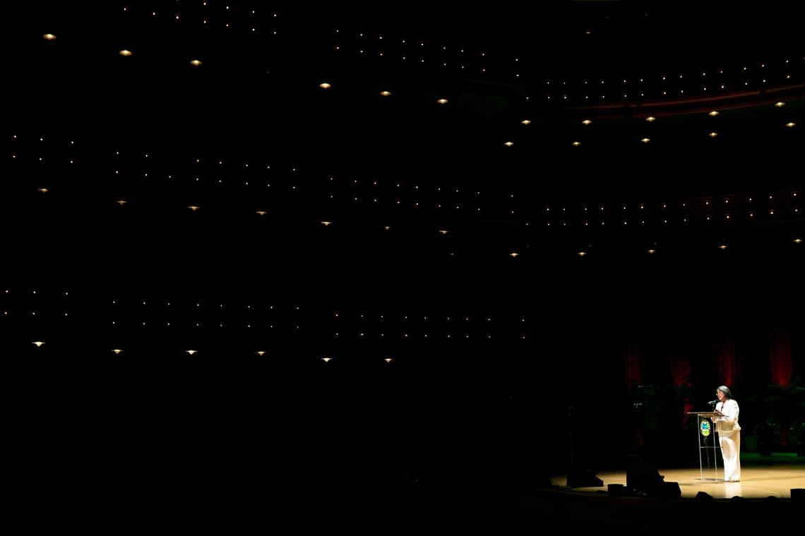 Newly elected Miami-Dade Mayor Daniella Levine Cava speaks during her swearing-in ceremony inside the Knight Concert Hall at the Adrienne Arsht Center for the Performing Arts in downtown Miami on Tuesday, November 17, 2020.