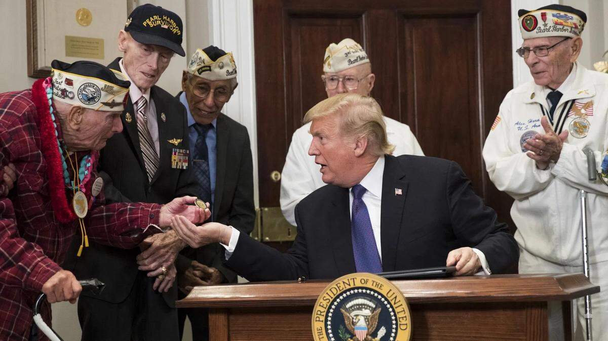 President Trump, shown honoring veterans of the Pearl Harbor attack, once visited the USS Arizona Memorial at Pearl Harbor and reportedly asked his chief of staff, “What’s this all about?”
