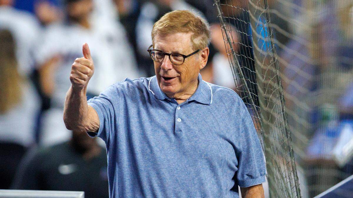 Miami Marlins chairman & principal owner Bruce Sherman greets fans before the start of the baseball game against the New York Mets at LoanDepot Park on Sunday, July 31, 2022 in Miami, Florida.