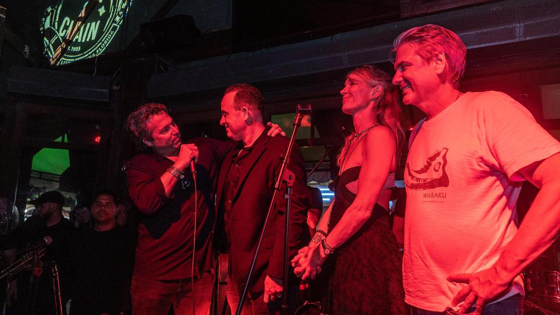 Little Havana businessmen Martin Pinilla (far left) and William ‘Bill’ Fuller, along with attorneys Courtney Caprio and Jeff Gutchess, celebrated last summer after a jury awarded them $63.5 million in reputational harm and as punishment against Miami Commissioner Joe Carollo. Now, they’re suing the city of Miami and more than two dozen employees in essentially a copycat suit, but are demanding damages for businesses they say the city injured or forced them to shut down.